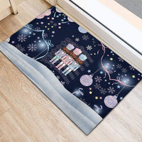 Black Nutcracker Magic Christmas Rubber Doormat African American Pastel Snowflake Winter