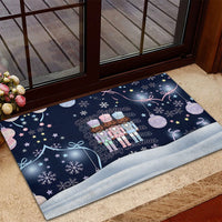 Black Nutcracker Magic Christmas Rubber Doormat African American Pastel Snowflake Winter
