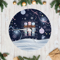 Black Nutcracker Magic Christmas Tree Skirt African American Pastel Snowflake Winter