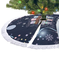 Black Nutcracker Magic Christmas Tree Skirt African American Pastel Snowflake Winter