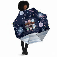 Black Nutcracker Magic Christmas Umbrella African American Pastel Snowflake Winter