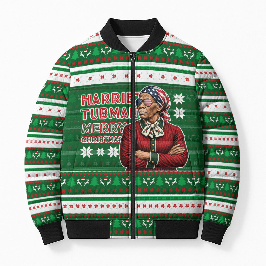 Harriet Tubman Christmas Bomber Puffer Jacket Pattern African American