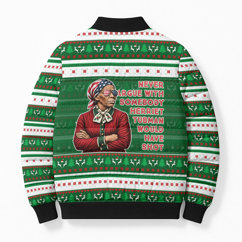 Harriet Tubman Christmas Bomber Puffer Jacket Pattern African American