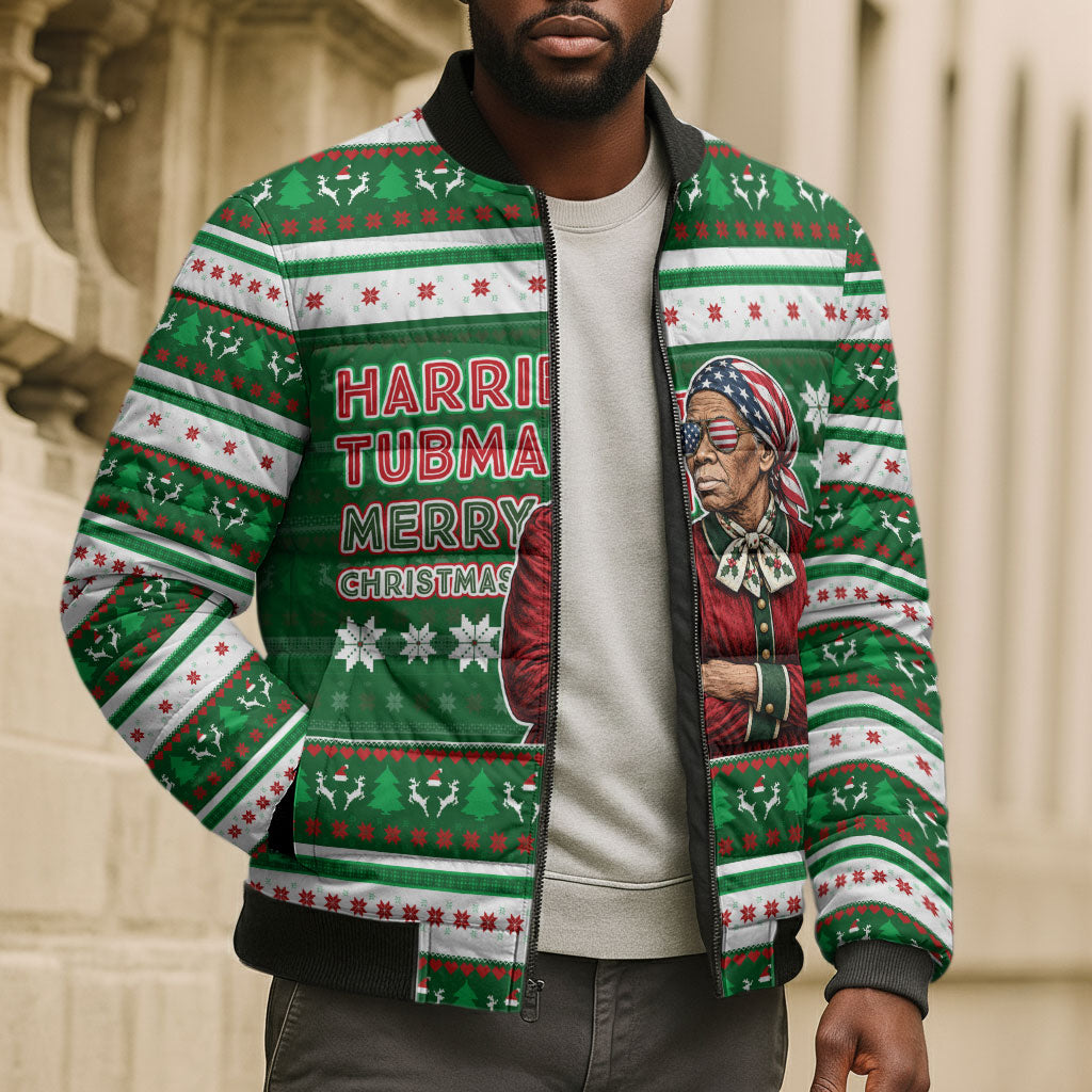 Harriet Tubman Christmas Bomber Puffer Jacket Pattern African American