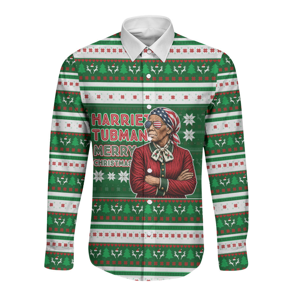 Harriet Tubman Christmas Long Sleeve Button Shirt Pattern African American