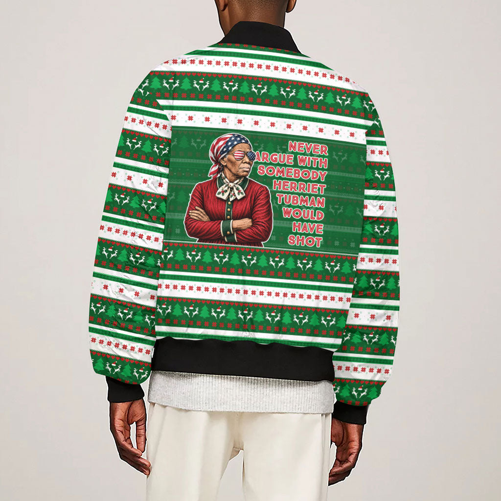 Harriet Tubman Christmas Sleeve Zip Bomber Jacket Pattern African American