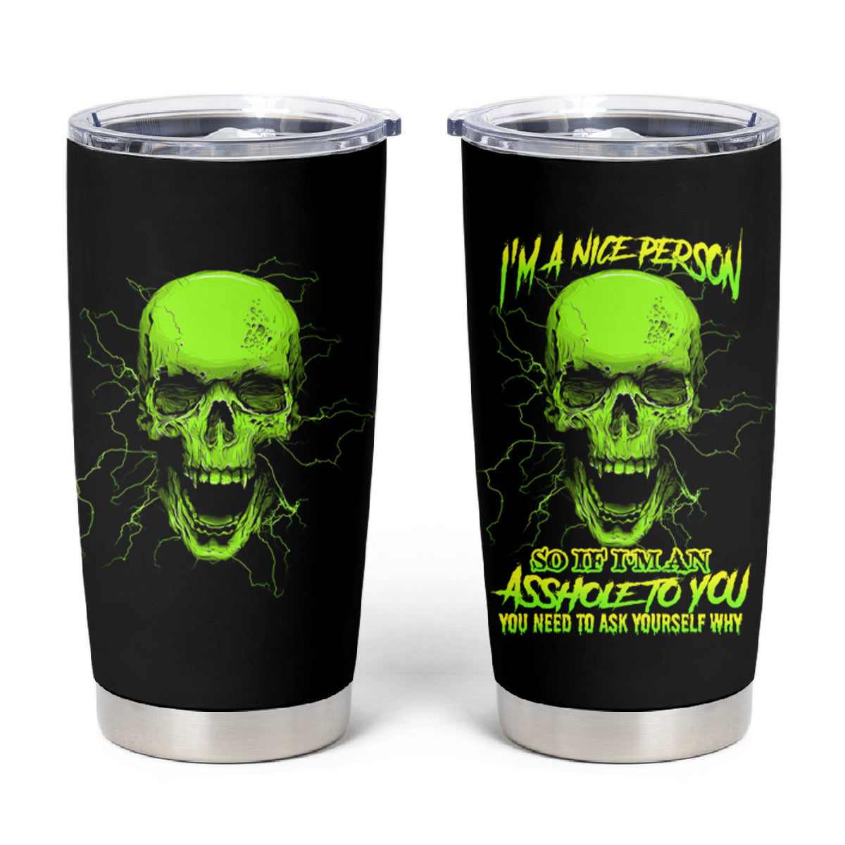 I'm A Nice Person Skull Tumbler Cup