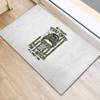 White doormat with green and black cat graphic and "OH I PISSED YOU OFF" text