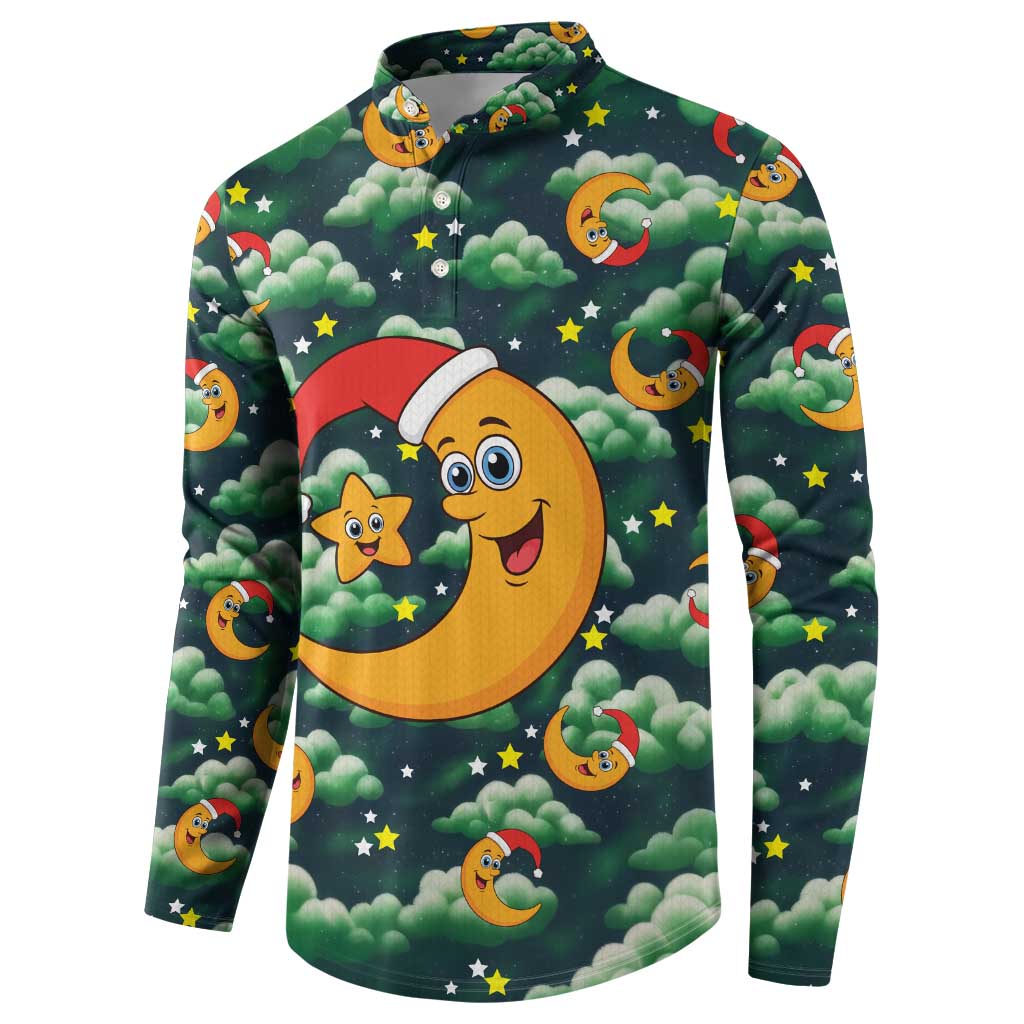 Christmas Moon and Star Button Sweatshirt Xmas Holiday Patterns - Wonder Print Shop
