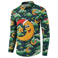 Christmas Moon and Star Button Sweatshirt Xmas Holiday Patterns - Wonder Print Shop