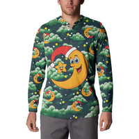 Christmas Moon and Star Button Sweatshirt Xmas Holiday Patterns - Wonder Print Shop