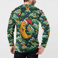 Christmas Moon and Star Button Sweatshirt Xmas Holiday Patterns - Wonder Print Shop