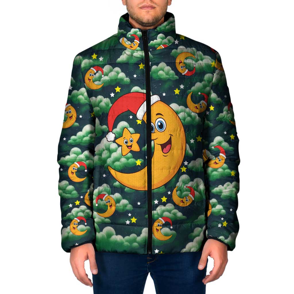 Christmas Moon and Star Padded Jacket Xmas Holiday Patterns - Wonder Print Shop