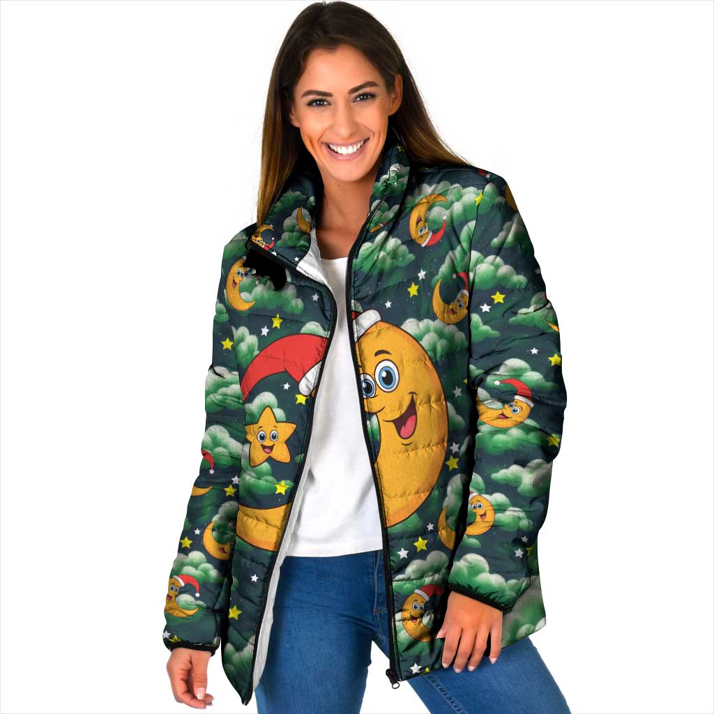 Christmas Moon and Star Padded Jacket Xmas Holiday Patterns - Wonder Print Shop