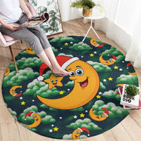 Christmas Moon and Star Round Carpet Xmas Holiday Patterns - Wonder Print Shop
