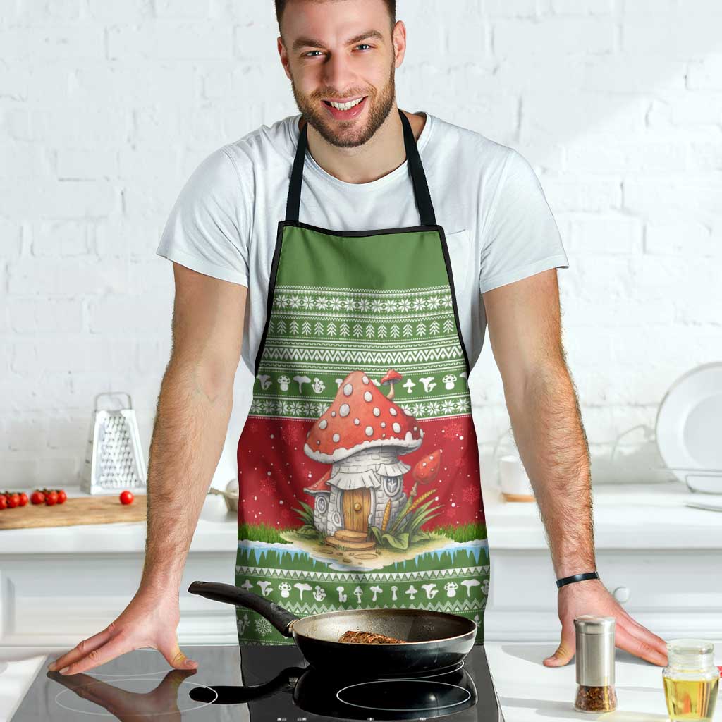 Christmas Mushroom House Apron Xmas Holiday Patterns - Wonder Print Shop
