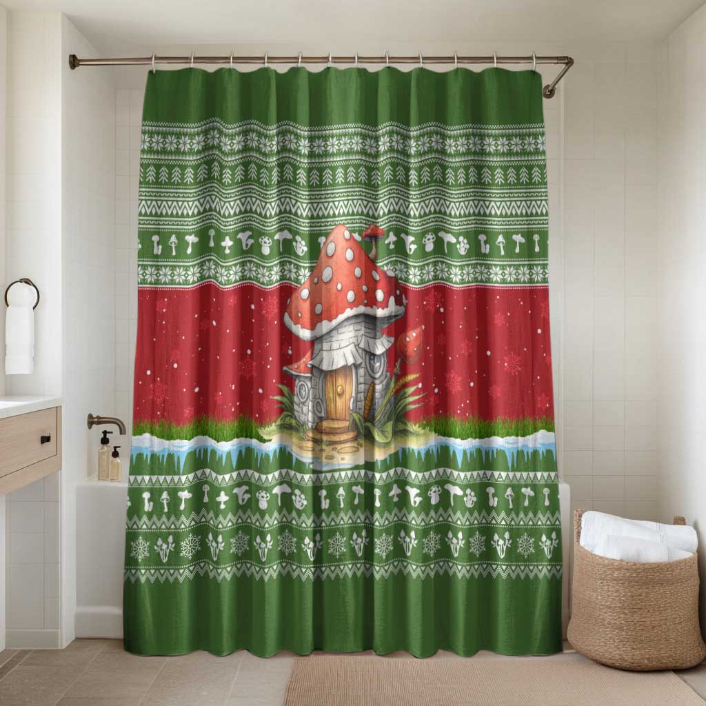 Christmas Mushroom House Bathroom Set Xmas Holiday Patterns - Wonder Print Shop