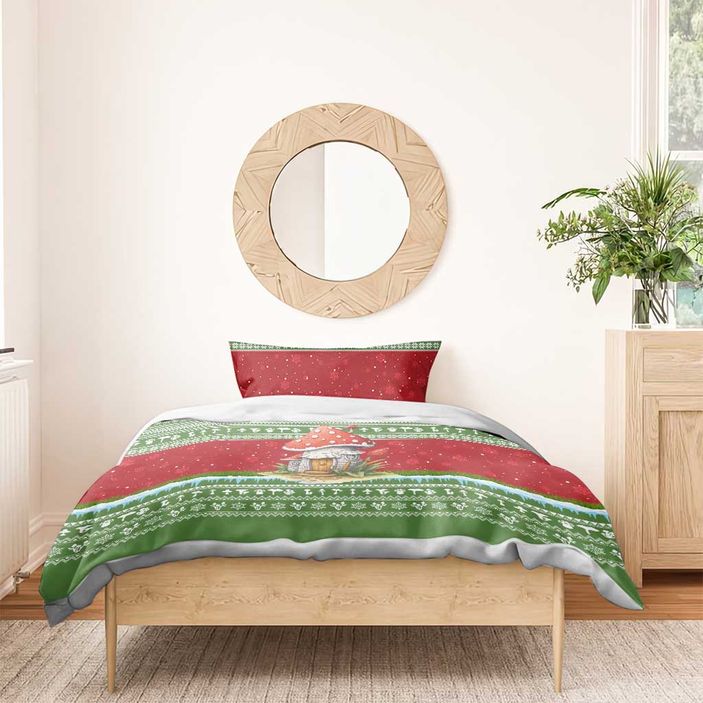 Christmas Mushroom House Bedding Set Xmas Holiday Patterns - Wonder Print Shop
