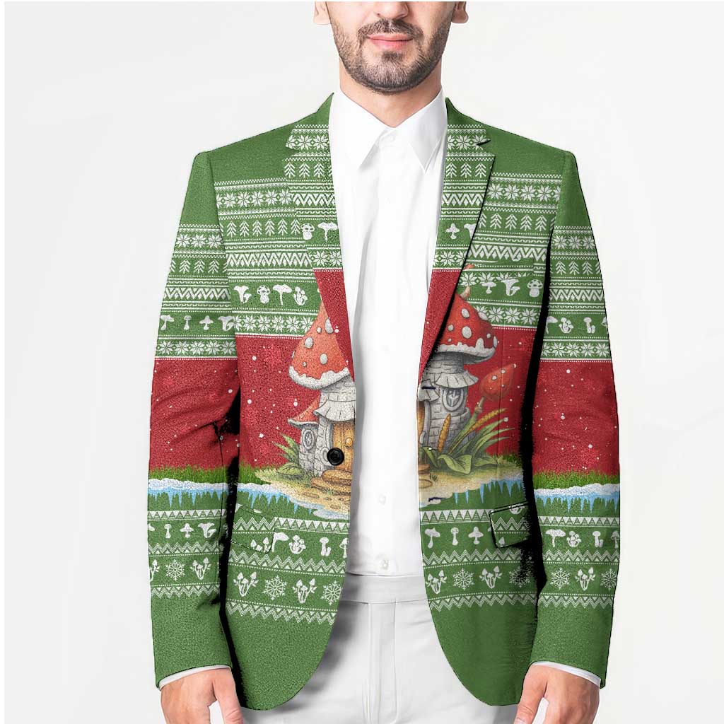 Christmas Mushroom House Blazer Xmas Holiday Patterns - Wonder Print Shop