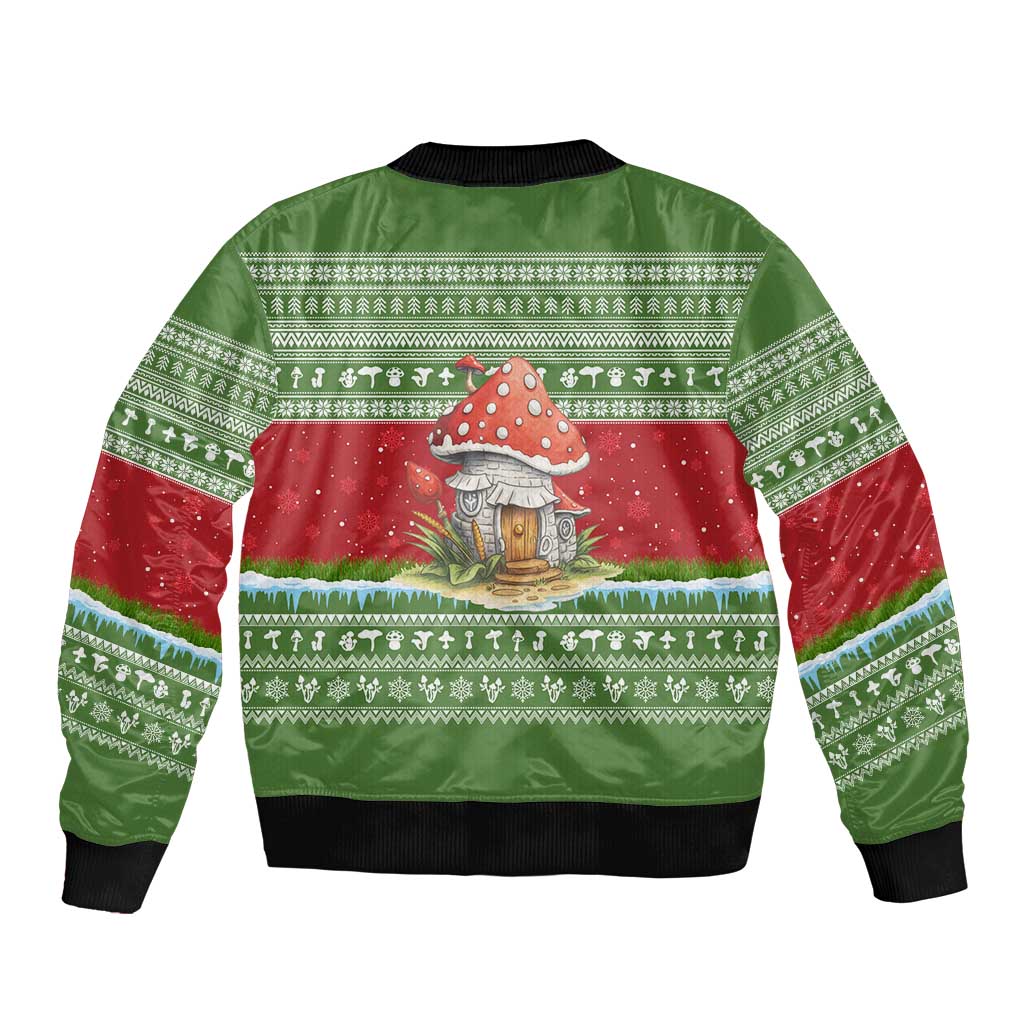 Christmas Mushroom House Bomber Jacket Xmas Holiday Patterns - Wonder Print Shop