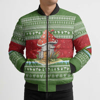Christmas Mushroom House Bomber Puffer Jacket Xmas Holiday Patterns - Wonder Print Shop