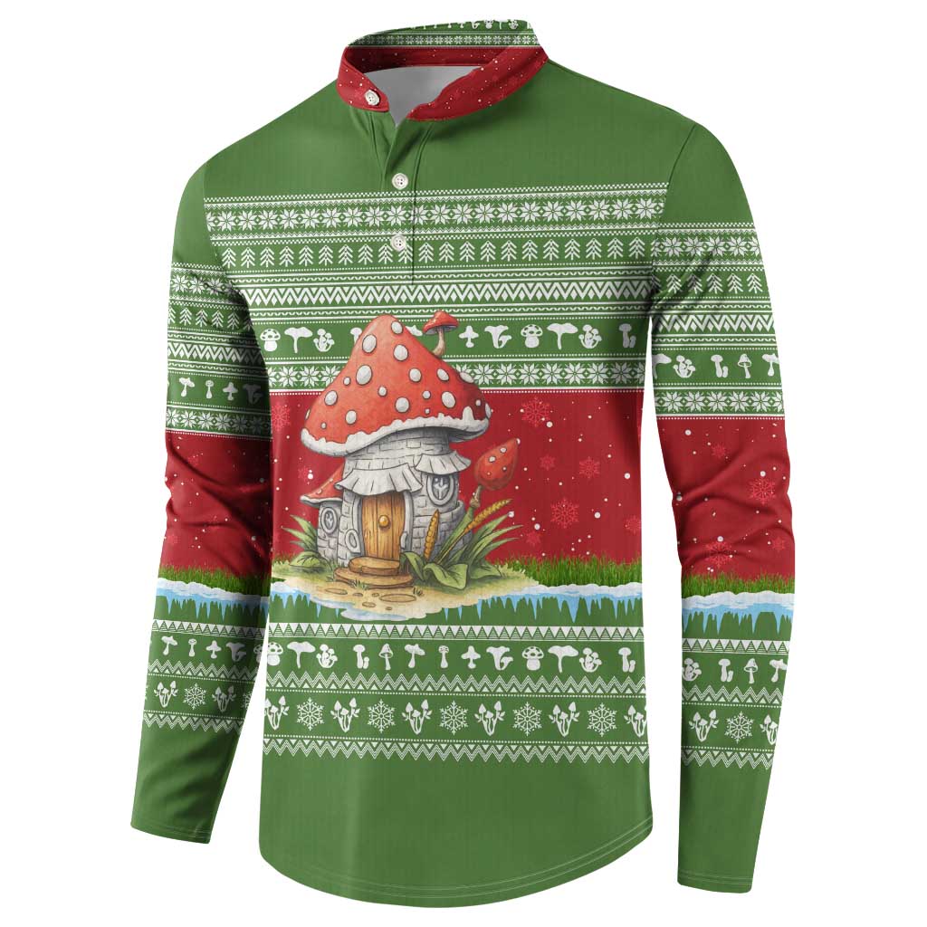 Christmas Mushroom House Button Sweatshirt Xmas Holiday Patterns - Wonder Print Shop
