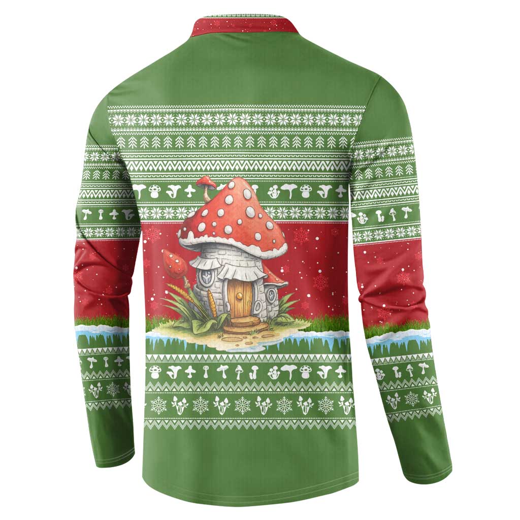 Christmas Mushroom House Button Sweatshirt Xmas Holiday Patterns - Wonder Print Shop