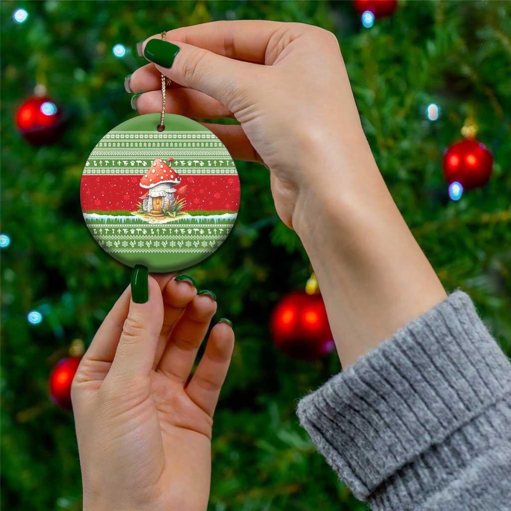 Christmas Mushroom House Ceramic Ornament Xmas Holiday Patterns - Wonder Print Shop