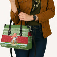 Christmas Mushroom House Leather Bag Xmas Holiday Patterns - Wonder Print Shop
