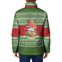 Christmas Mushroom House Padded Jacket Xmas Holiday Patterns - Wonder Print Shop