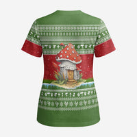 Christmas Mushroom House Scrub Top Xmas Holiday Patterns - Wonder Print Shop