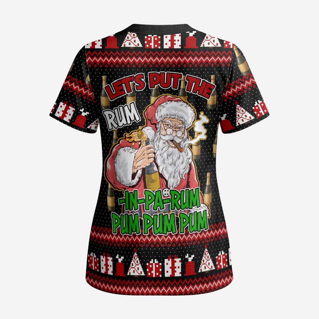 Santa Claus Christmas Scrub Top Xmas Holiday Patterns - Wonder Print Shop