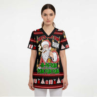 Santa Claus Christmas Scrub Top Xmas Holiday Patterns - Wonder Print Shop