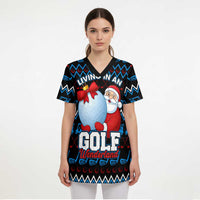 Santa Clause Golf Wonderland Christmas Scrub Top Xmas Holiday Patterns - Wonder Print Shop