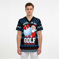 Santa Clause Golf Wonderland Christmas Scrub Top Xmas Holiday Patterns - Wonder Print Shop