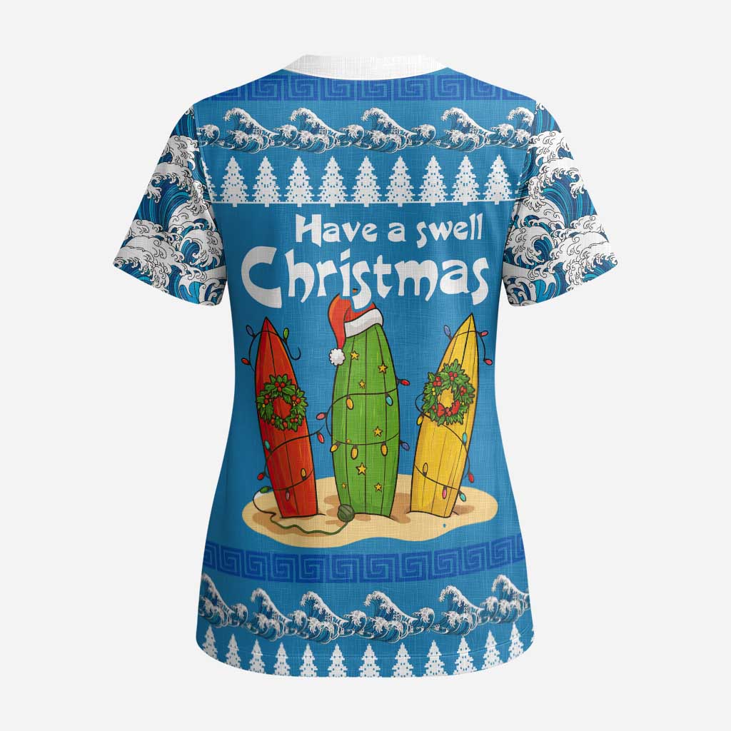 Santa Fist Christmas Scrub Top Xmas Holiday Patterns - Wonder Print Shop