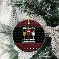 Santa Just Bring Wine Christmas Ceramic Ornament Xmas Holiday Patterns - Wonder Print Shop