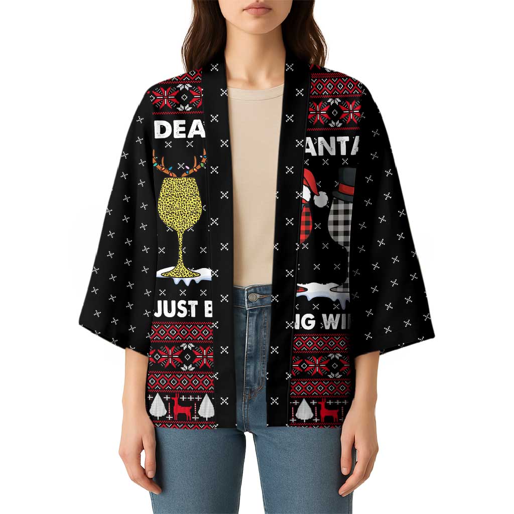 Santa Just Bring Wine Christmas Kimono Xmas Holiday Patterns - Wonder Print Shop