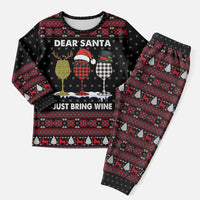 Santa Just Bring Wine Christmas Pajama Set Xmas Holiday Patterns - Wonder Print Shop