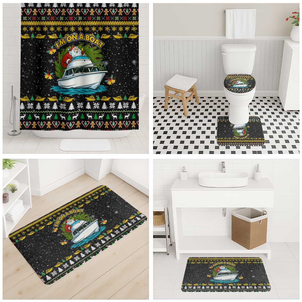 Santa On A Boat Christmas Bathroom Set Xmas Holiday Patterns - Wonder Print Shop