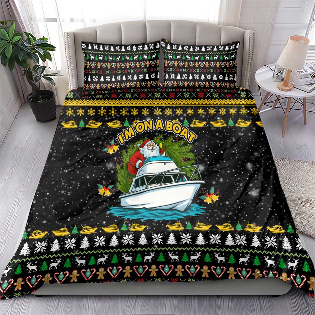 Santa On A Boat Christmas Bedding Set Xmas Holiday Patterns - Wonder Print Shop