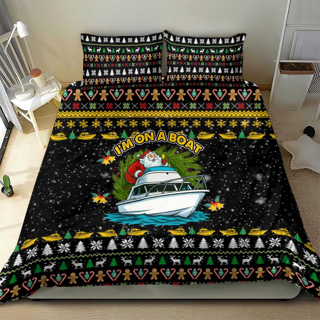 Santa On A Boat Christmas Bedding Set Xmas Holiday Patterns - Wonder Print Shop