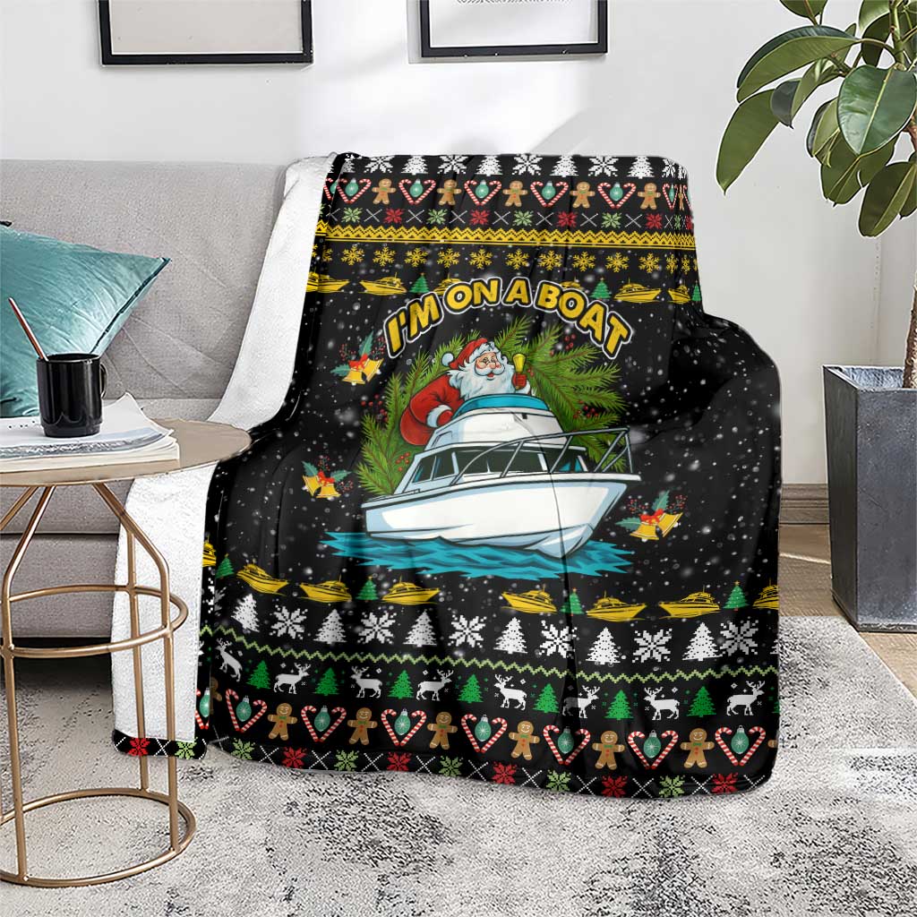 Santa On A Boat Christmas Blanket Xmas Holiday Patterns - Wonder Print Shop
