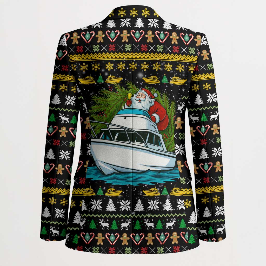 Santa On A Boat Christmas Blazer Xmas Holiday Patterns - Wonder Print Shop
