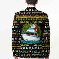 Santa On A Boat Christmas Blazer Xmas Holiday Patterns - Wonder Print Shop