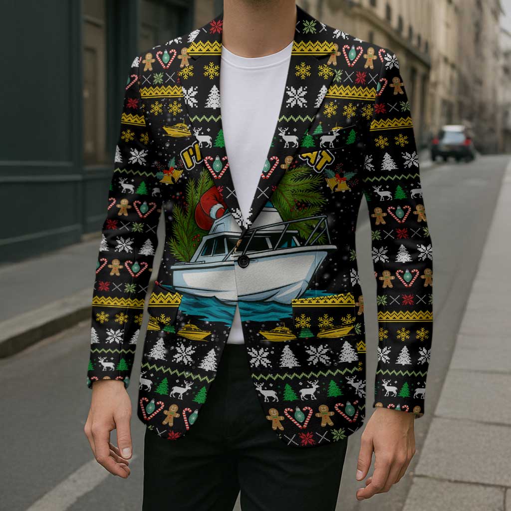 Santa On A Boat Christmas Blazer Xmas Holiday Patterns - Wonder Print Shop