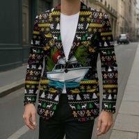 Santa On A Boat Christmas Blazer Xmas Holiday Patterns - Wonder Print Shop