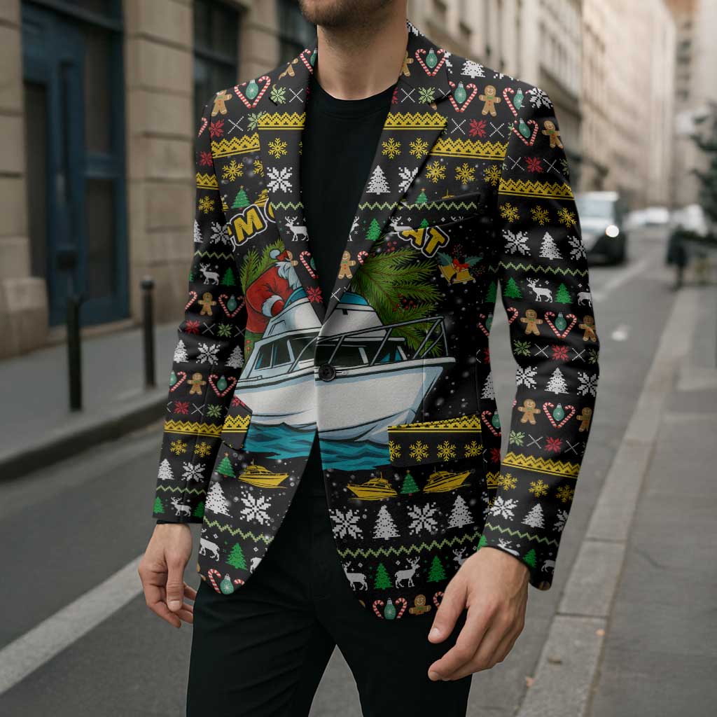 Santa On A Boat Christmas Blazer Xmas Holiday Patterns - Wonder Print Shop