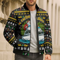 Santa On A Boat Christmas Bomber Puffer Jacket Xmas Holiday Patterns - Wonder Print Shop