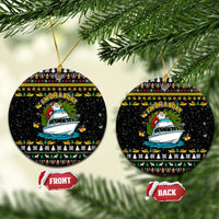 Santa On A Boat Christmas Ceramic Ornament Xmas Holiday Patterns - Wonder Print Shop